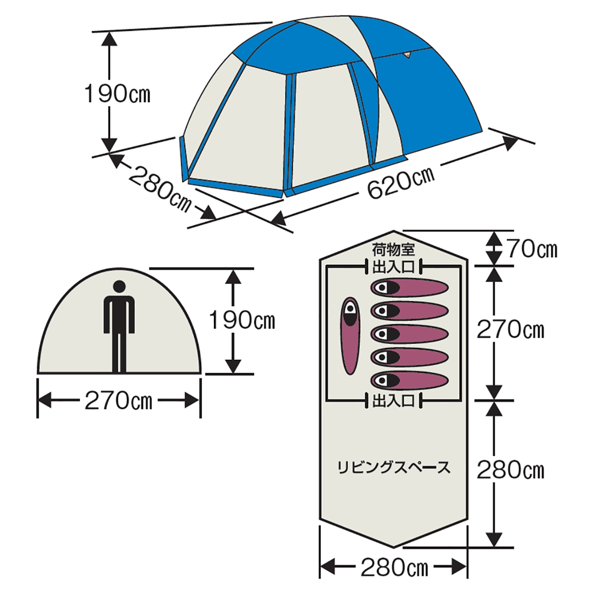 オルディナスクリーンツールームドームテント＜5~6人用＞(キャリー ...