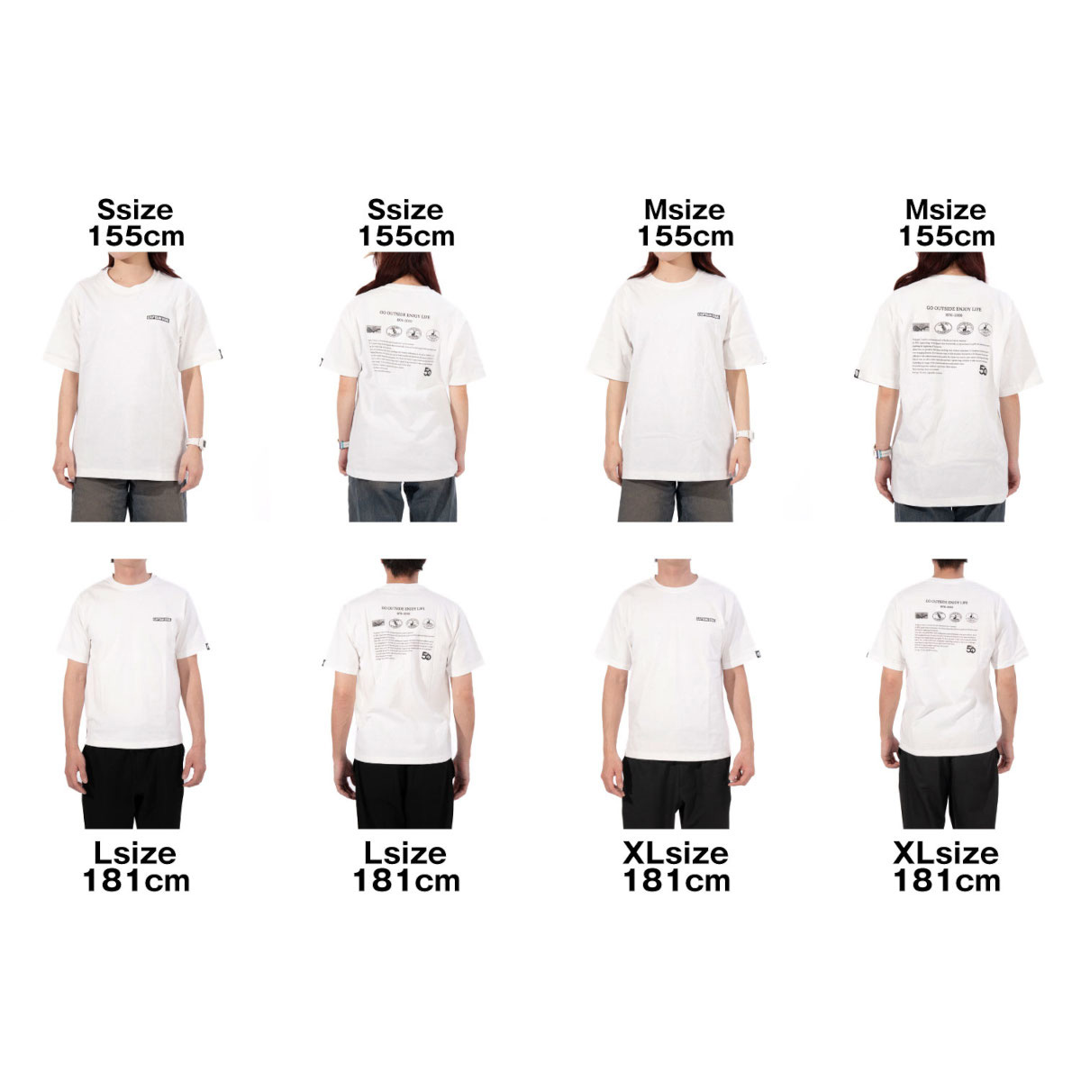 50th CAPTAIN STAG T-Shirt（歴代ロゴ／ホワイト）XL - アウトドア