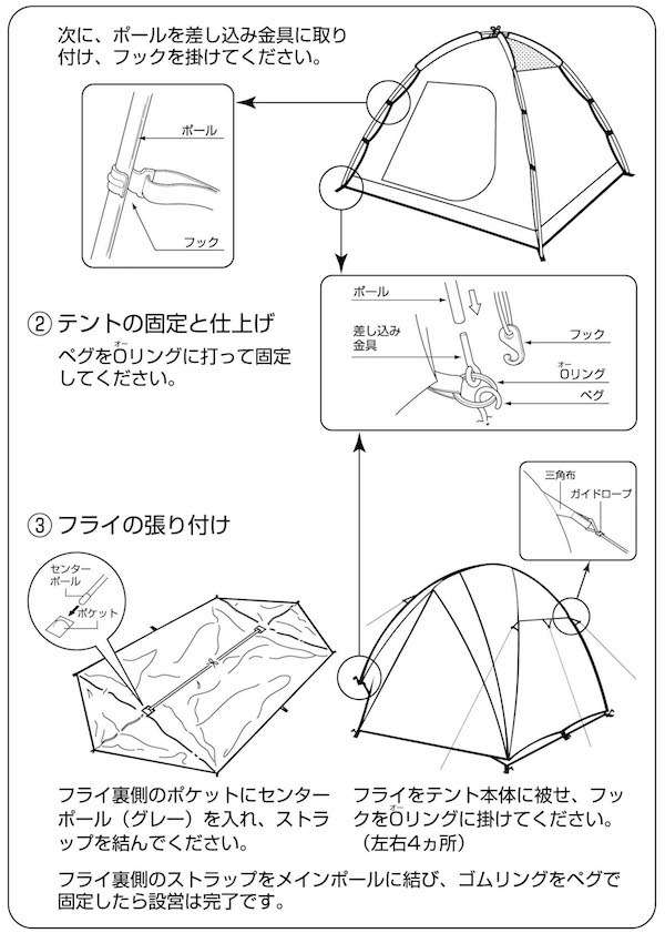 テントの張り方（設営方法）