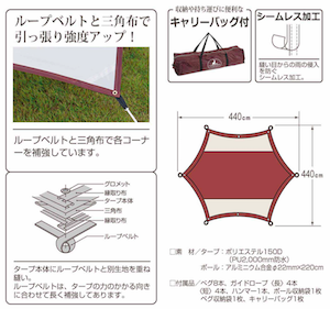 エクスギア ヘキサタープの特徴