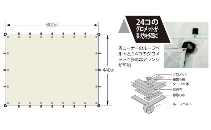 キャプテンスタッグ UA-1078 CSクラシックス ビッグレクタタープUV