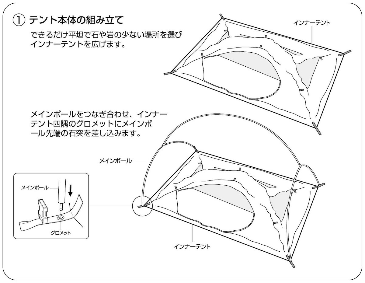 テント本体の組み立て