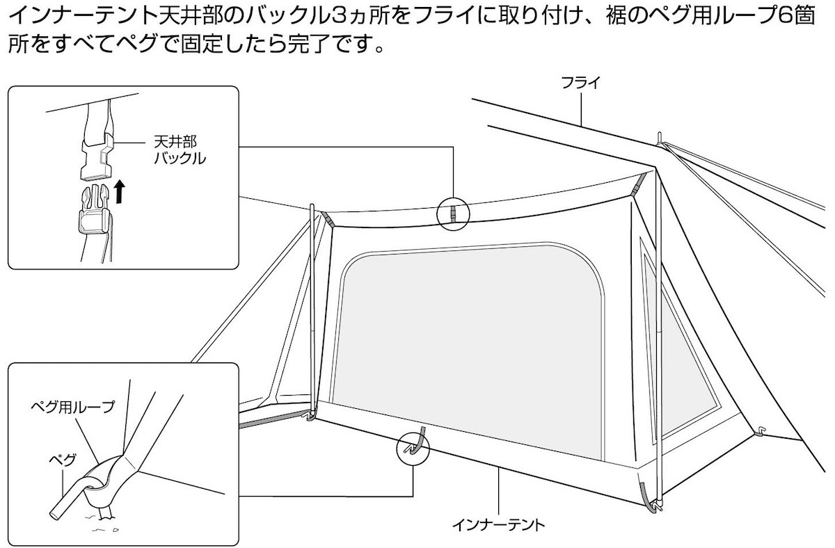 インナーテントの取り付け方法